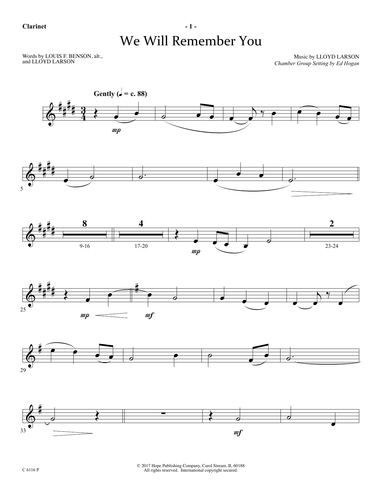 Product picture to: We Will Remember You - Bb Clarinet