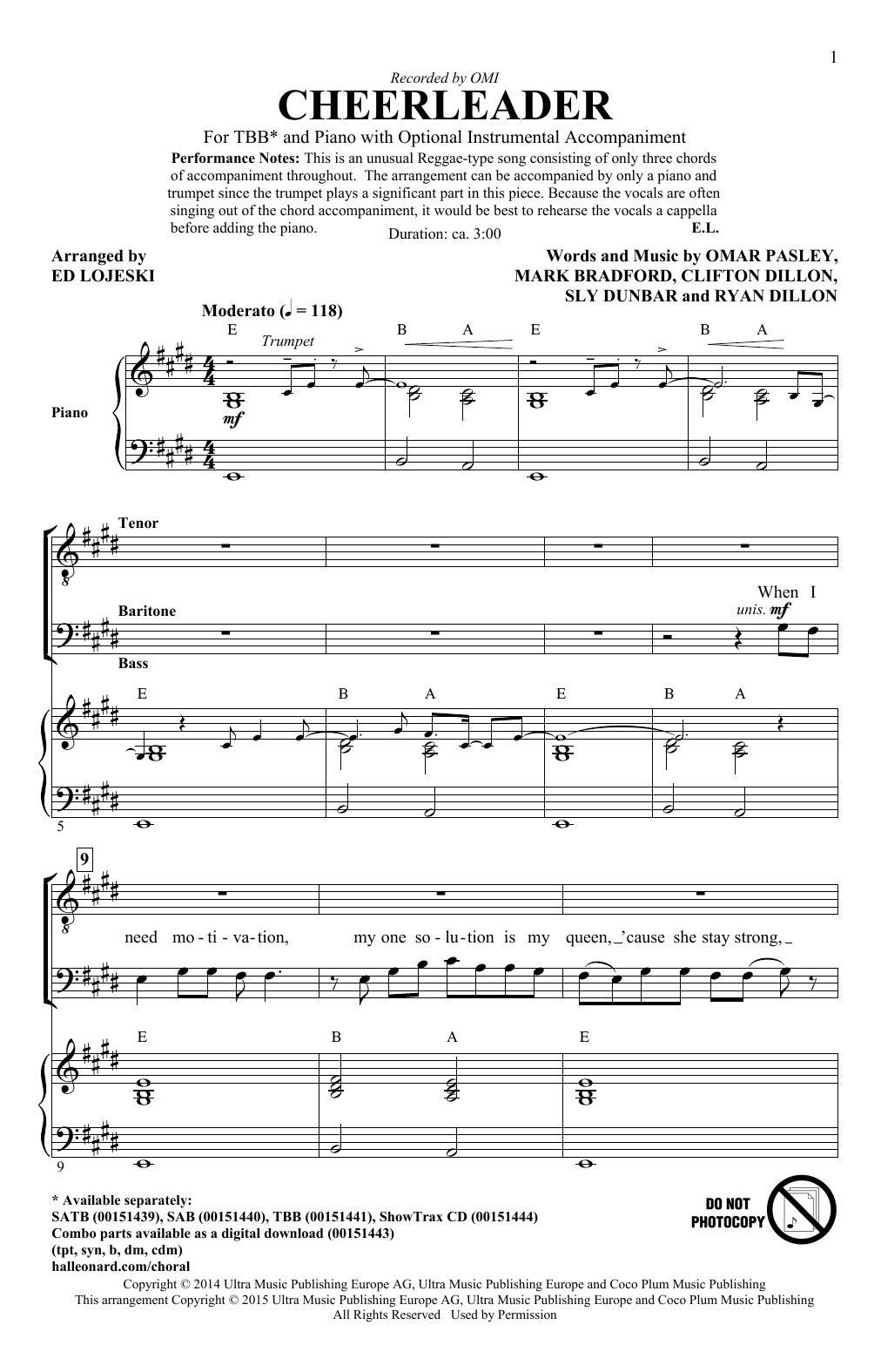 Produktbild zu: Cheerleader (arr. Ed Lojeski)