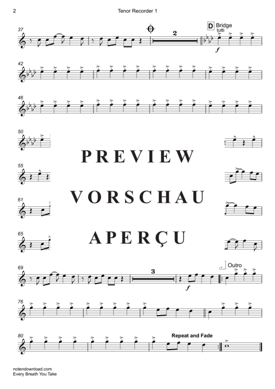 Product gallery: Page 13 of 17 Every Breath You Take , Police, (recorder quintet SATTB)