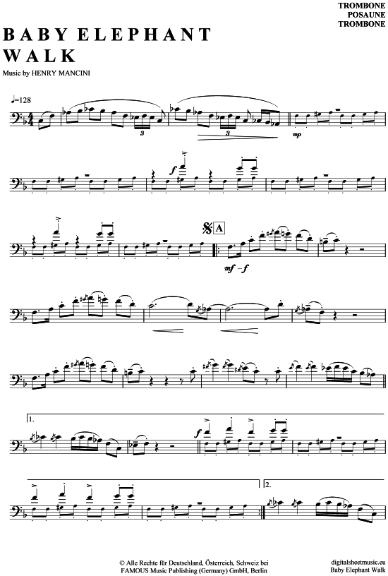 Product picture to: Baby Elephant Walk Henry Mancini (mit ausnotierten Soli)