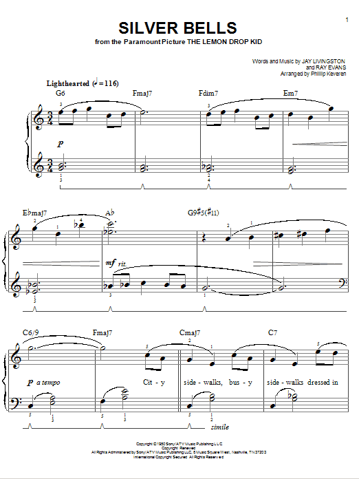 Produktgalerie: Seite 1 von 1 Silver Bells [Jazz version] (arr. Phillip Keveren), Jay Livingston, Klavier