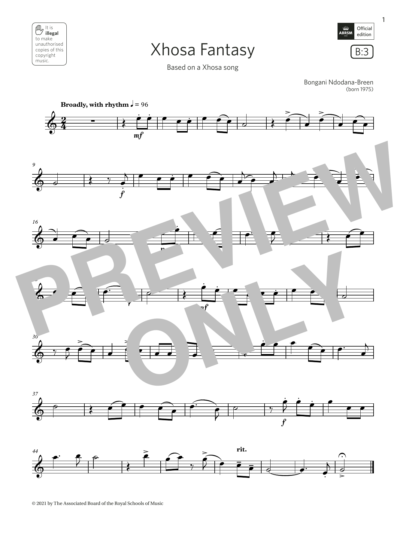 Product gallery: Page 1 of 1 Xhosa Fantasy (Grade 2 List B3 from the ABRSM Saxophone syllabus from 2022), Bongani Ndodana-Breen