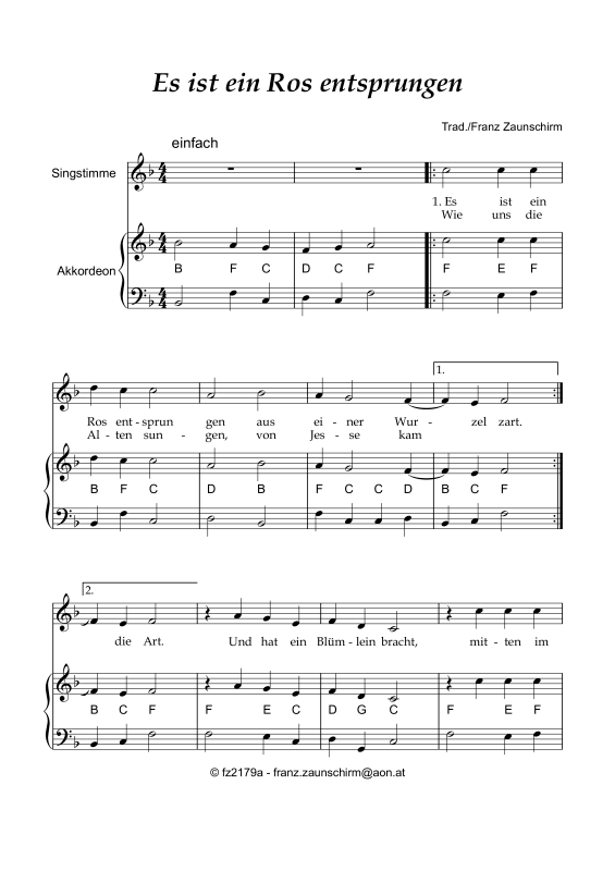 gallery: Es ist ein Ros entsprungen, , Accordion and vocals