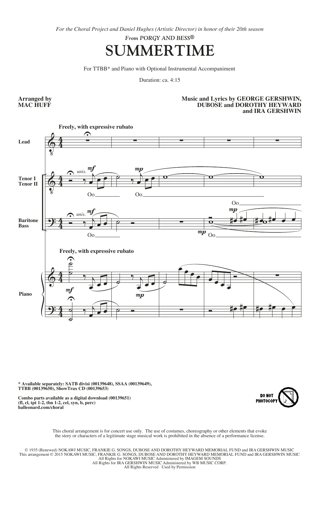 Product picture to: Summertime (arr. Mac Huff)