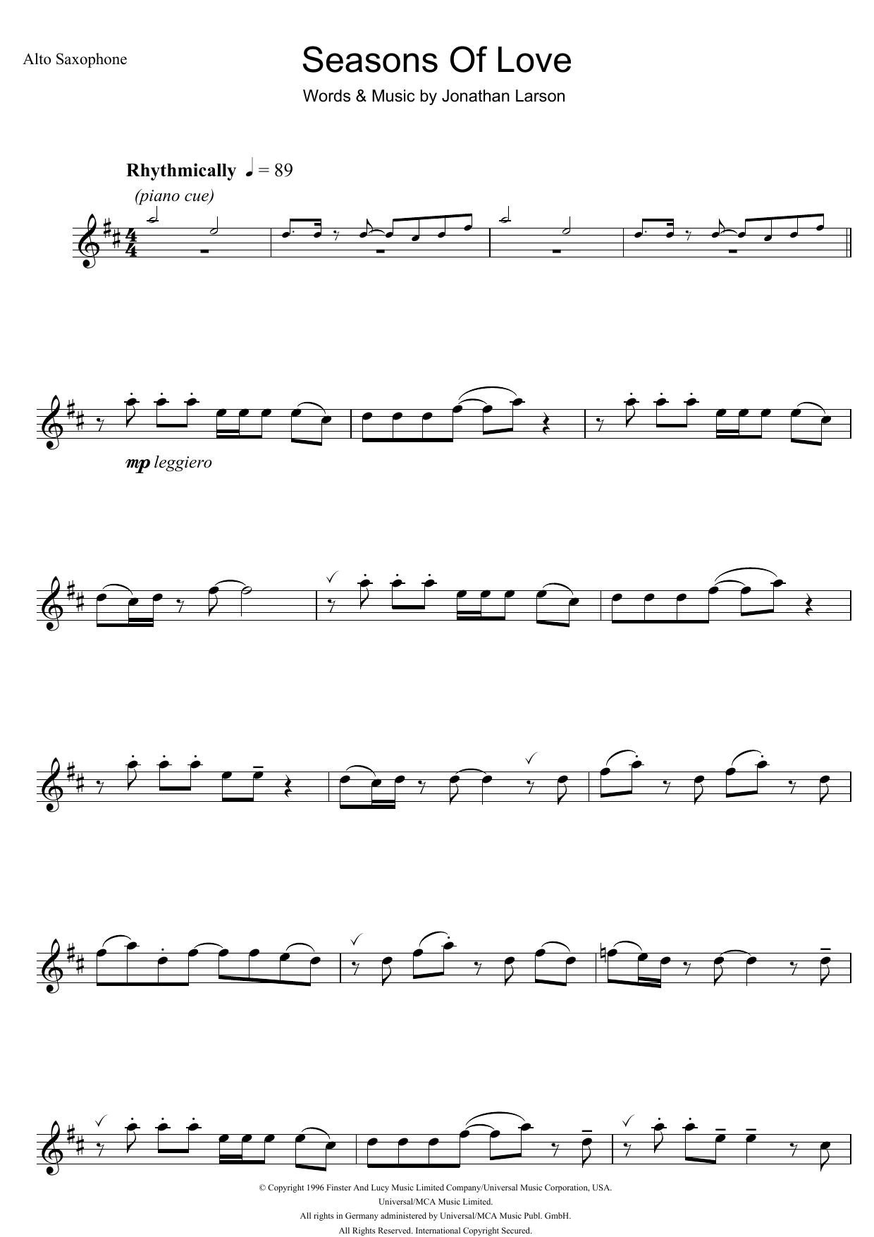 Product gallery: Page 1 of 1 Seasons Of Love (from Rent), Jonathan Larson