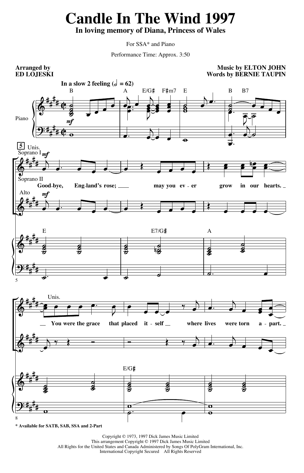 Produktgalerie: Seite 1 von 1 Candle In The Wind (arr. Ed Lojeski), Elton John, Chor