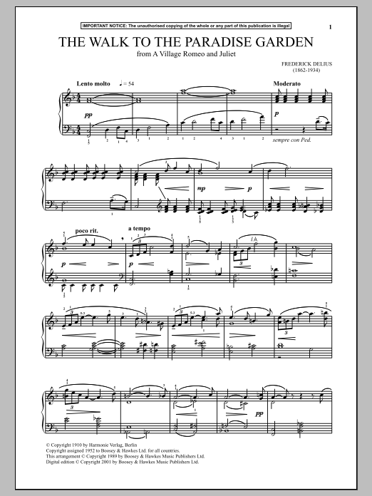 Product gallery: Page 1 of 1 A Village Romeo And Juliet, The Walk To The Paradise Garden, Frederick Delius