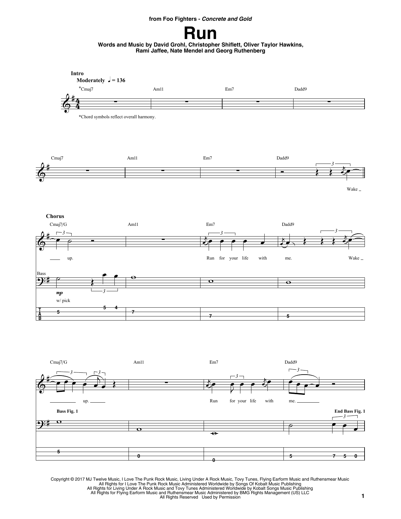 Produktgalerie: Seite 1 von 1 Run, Foo Fighters, E-Bass