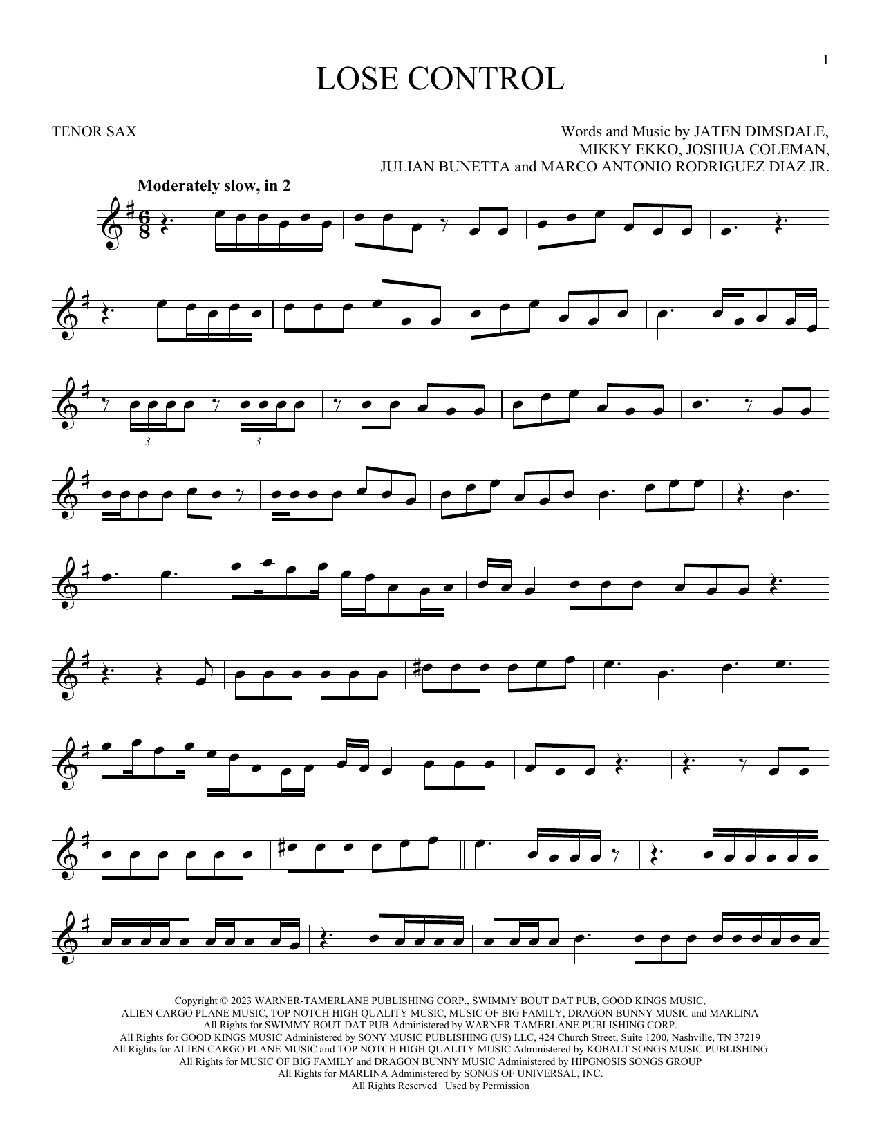 Product gallery: Page 1 of 1 Lose Control, Teddy Swims