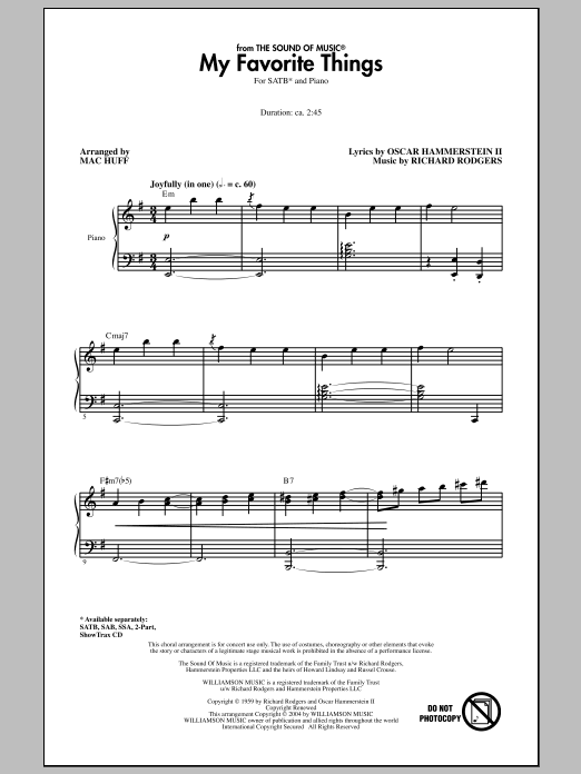 Produktgalerie: Seite 1 von 1 My Favorite Things (from The Sound Of Music), Mac Huff, Chor