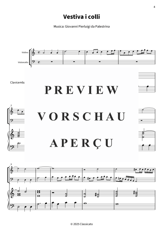 Product gallery: Page 6 of 11 Vestiva i colli - I Colli Vestiti di Verde - Madrigale pastorale in tre voci, , Violin, violoncello and harpsichord