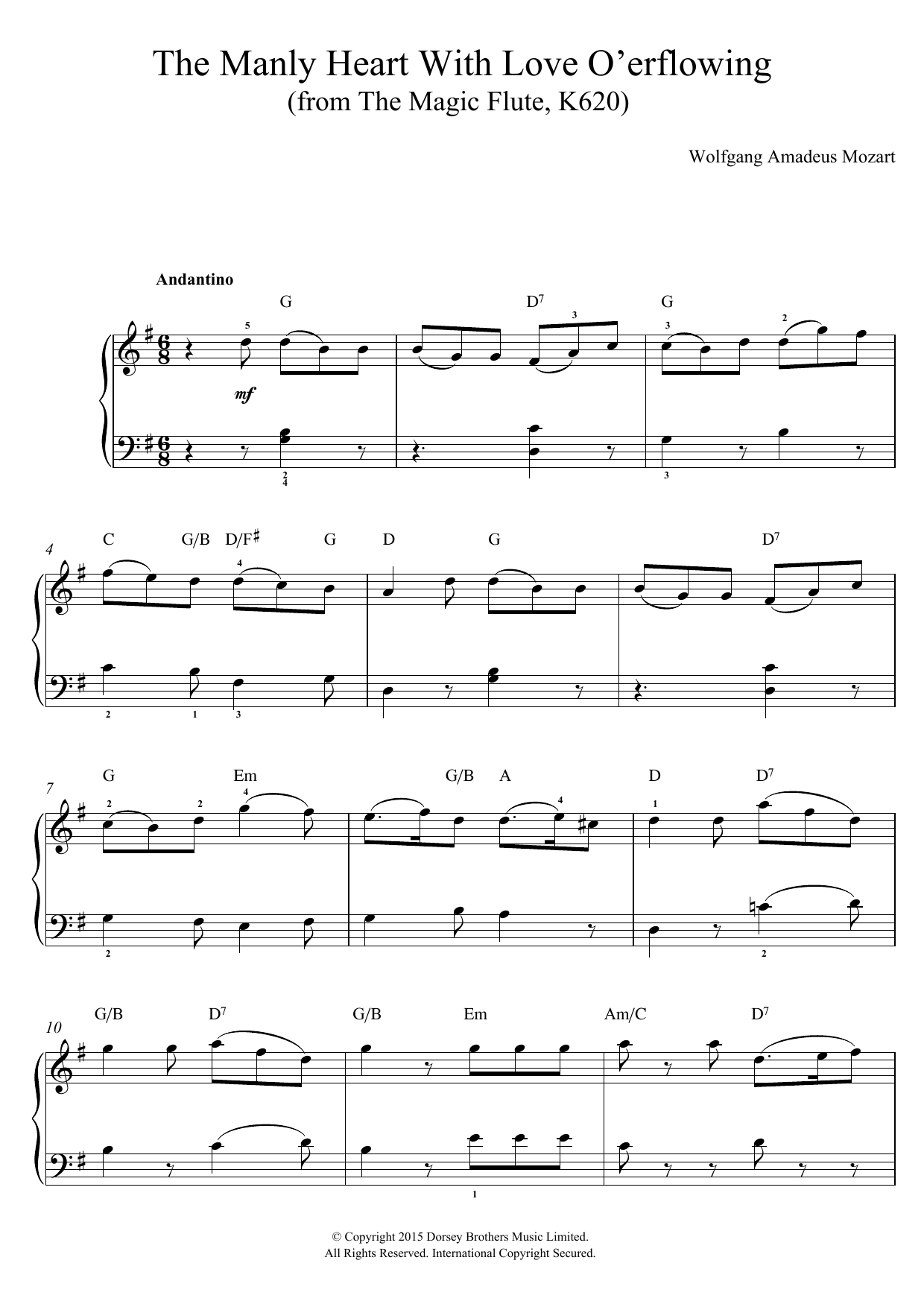 Produktbild zu: The Manly Heart With Love O'erflowing (from The Magic Flute, K620)