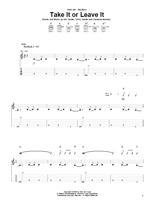 Produktgalerie: Seite 1 von 1 Take It Or Leave It, Jet, Gitarre