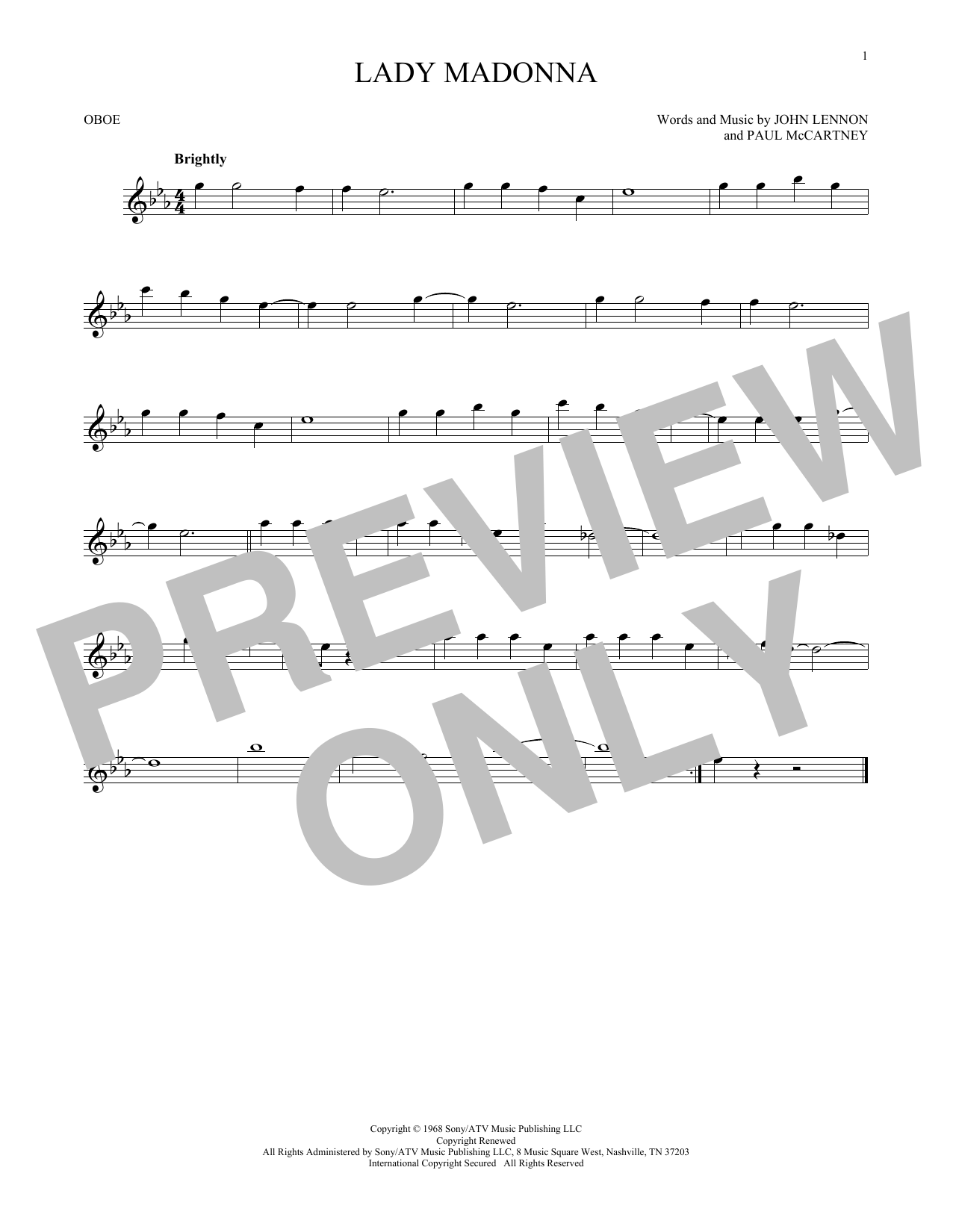 Produktgalerie: Seite 1 von 1 Lady Madonna, The Beatles, Oboe