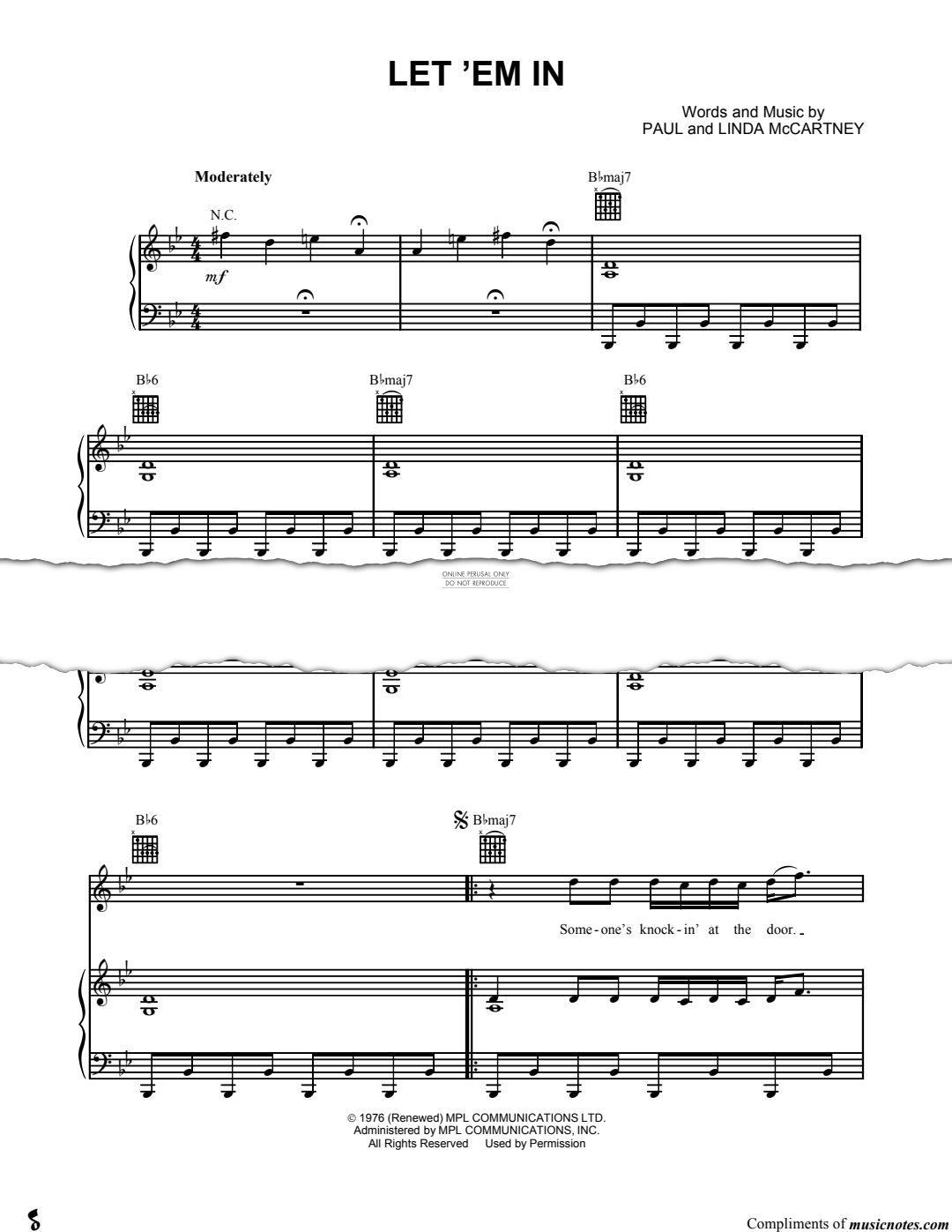 Produktgalerie: Seite 1 von 1 Let Em In, Wings, Gesang, Gitarre, Klavier