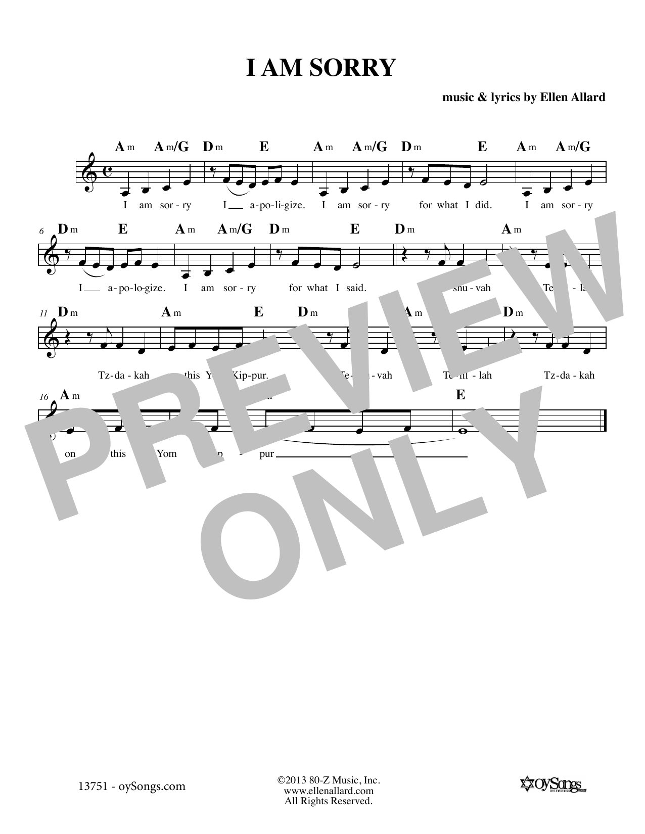 Produktgalerie: Seite 1 von 1 I Am Sorry, Ellen Allard, Melodieinstrument