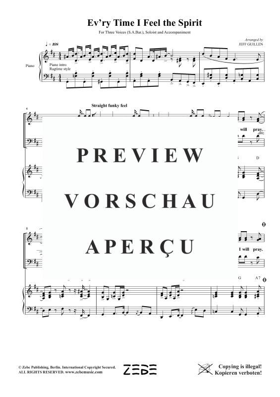 Produktgalerie: Seite 5 von 7 Ev´ry Time I Feel the Spirit, , Gemischter Chor SAB und Klavier