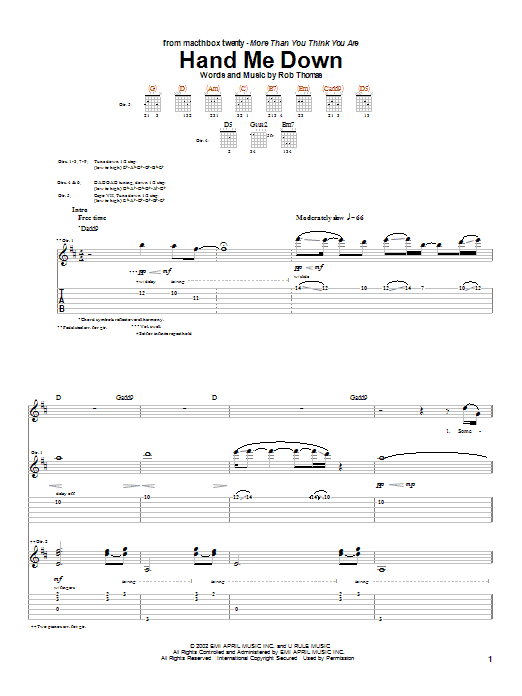 Product gallery: Page 1 of 1 Hand Me Down, Matchbox Twenty
