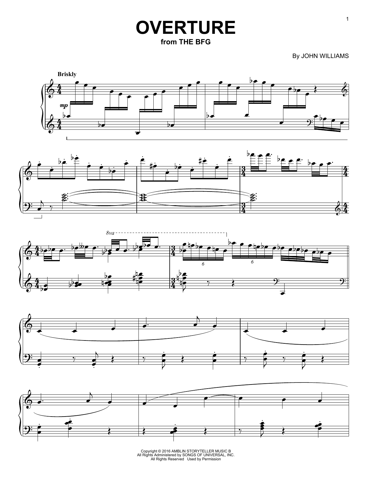 Product gallery: Page 1 of 1 Overture (from The BFG), John Williams