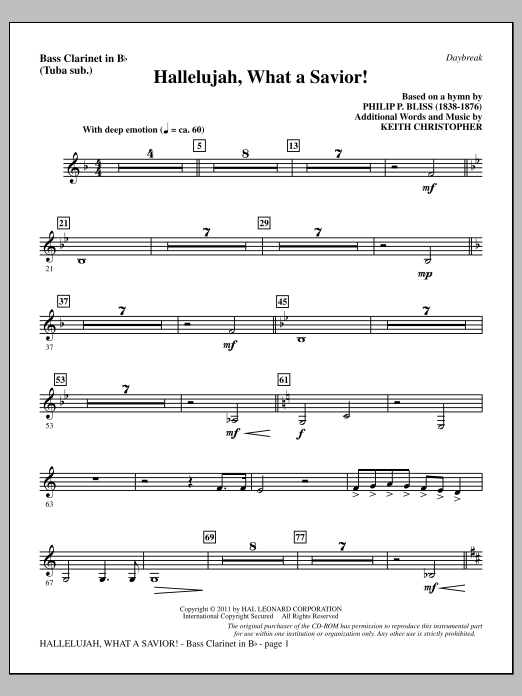 Produktbild zu: Hallelujah, What A Savior! - Bass Clarinet (sub. Tuba)