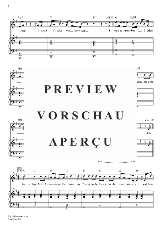 Product gallery: Page 3 of 11 American Pie , Mc Lean, Don, Voice with Piano Accompaniment