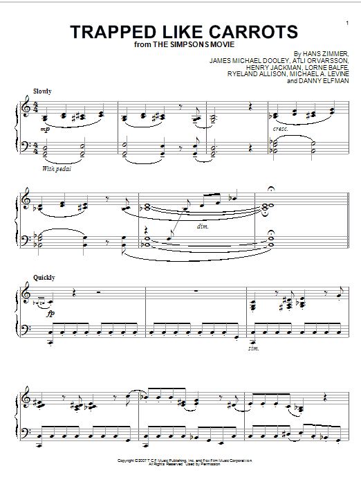 Product gallery: Page 1 of 1 Trapped Like Carrots (from The Simpsons Movie), Hans Zimmer