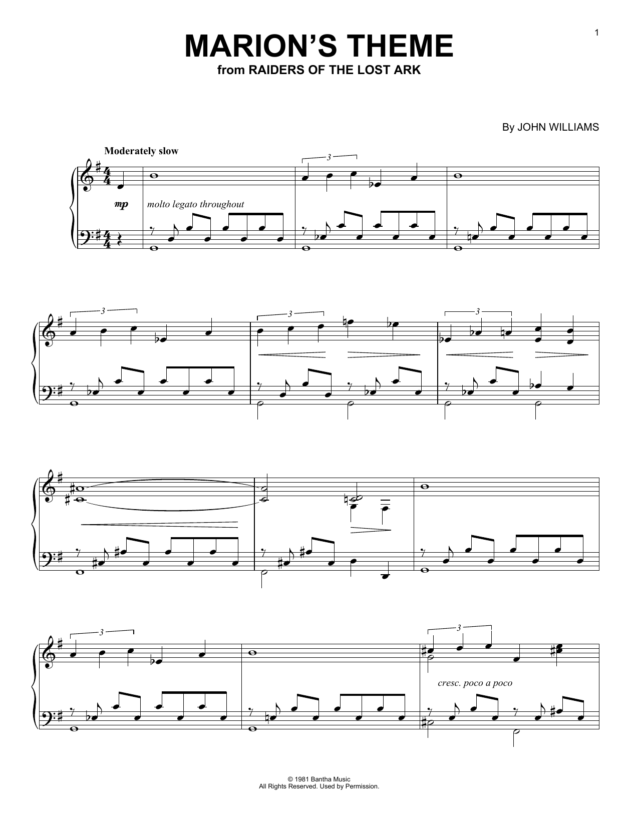 Produktbild zu: Marion's Theme (from Raiders Of The Lost Ark)