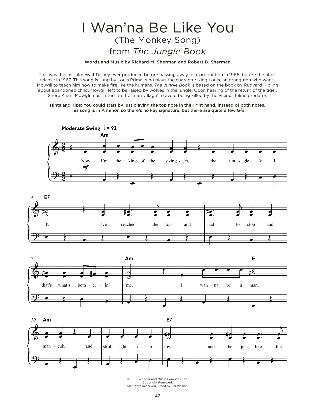 Product picture to: I Wan'na Be Like You (The Monkey Song) (from The Jungle Book)