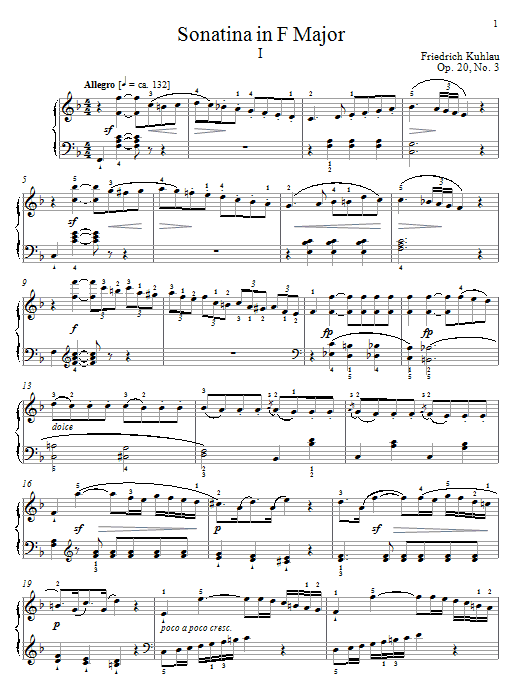 Product gallery: Page 1 of 1 Sonatina In F Major, Op. 20, No. 3, Friedrich Kuhlau