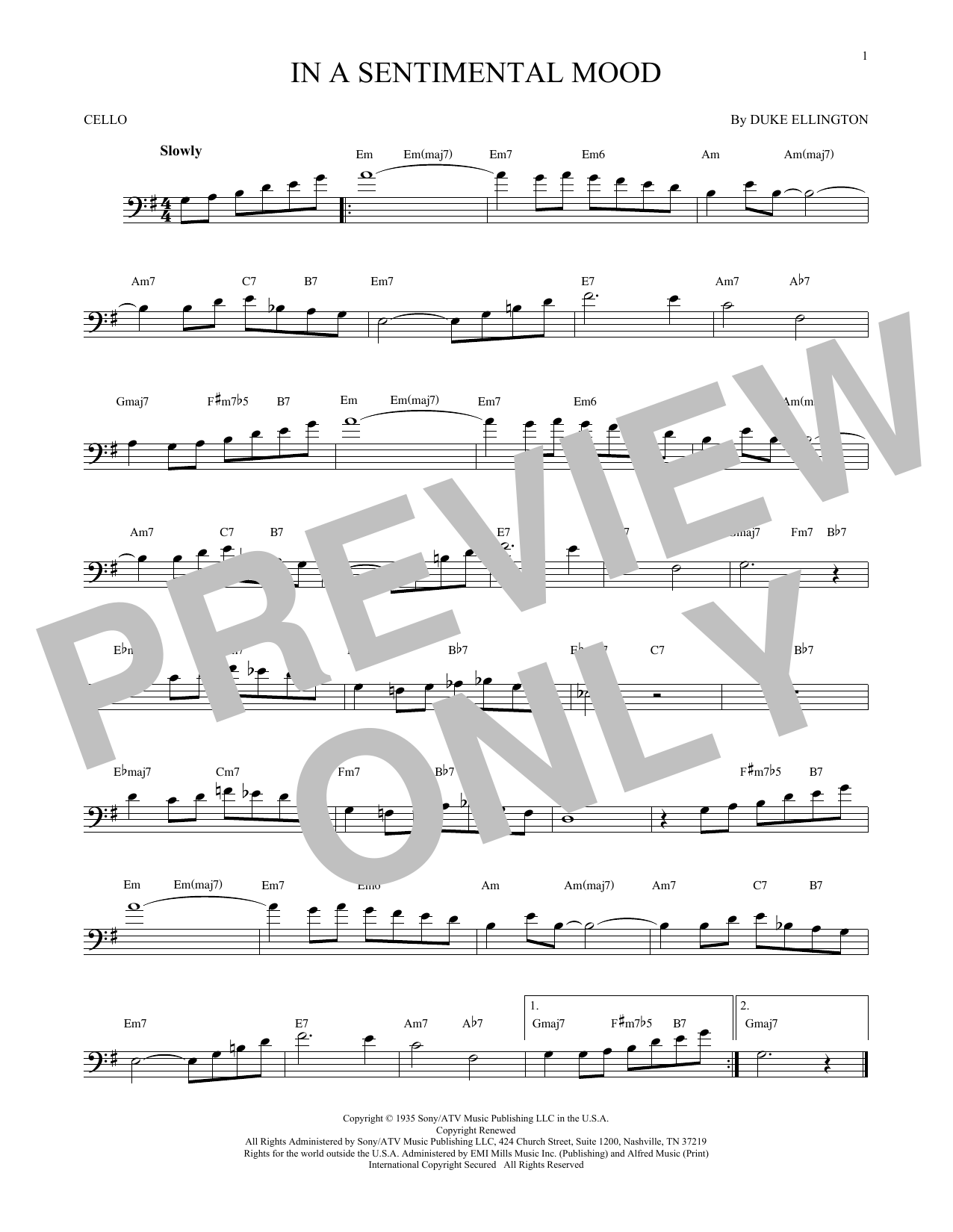 Produktgalerie: Seite 1 von 1 In A Sentimental Mood, Duke Ellington, Violoncello