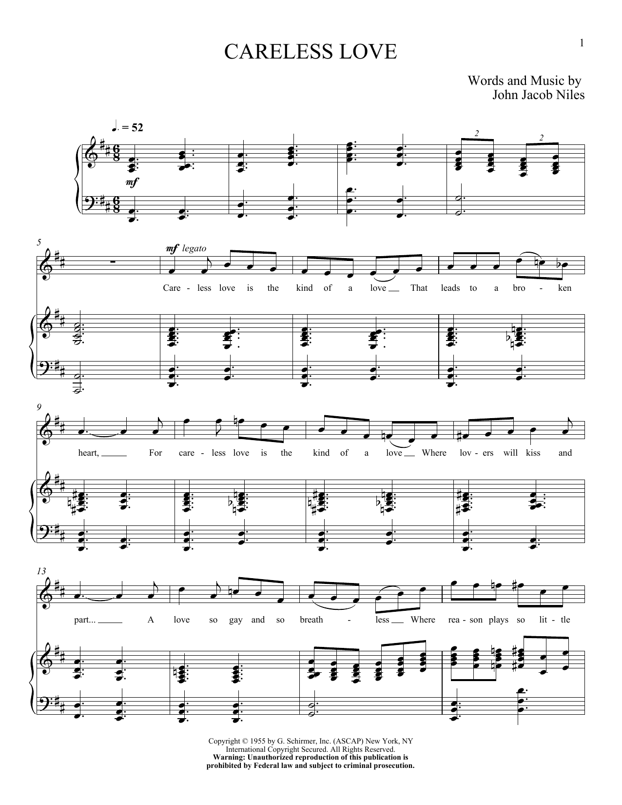 Produktgalerie: Seite 1 von 1 Careless Love, John Jacob Niles, Gesang, Klavier