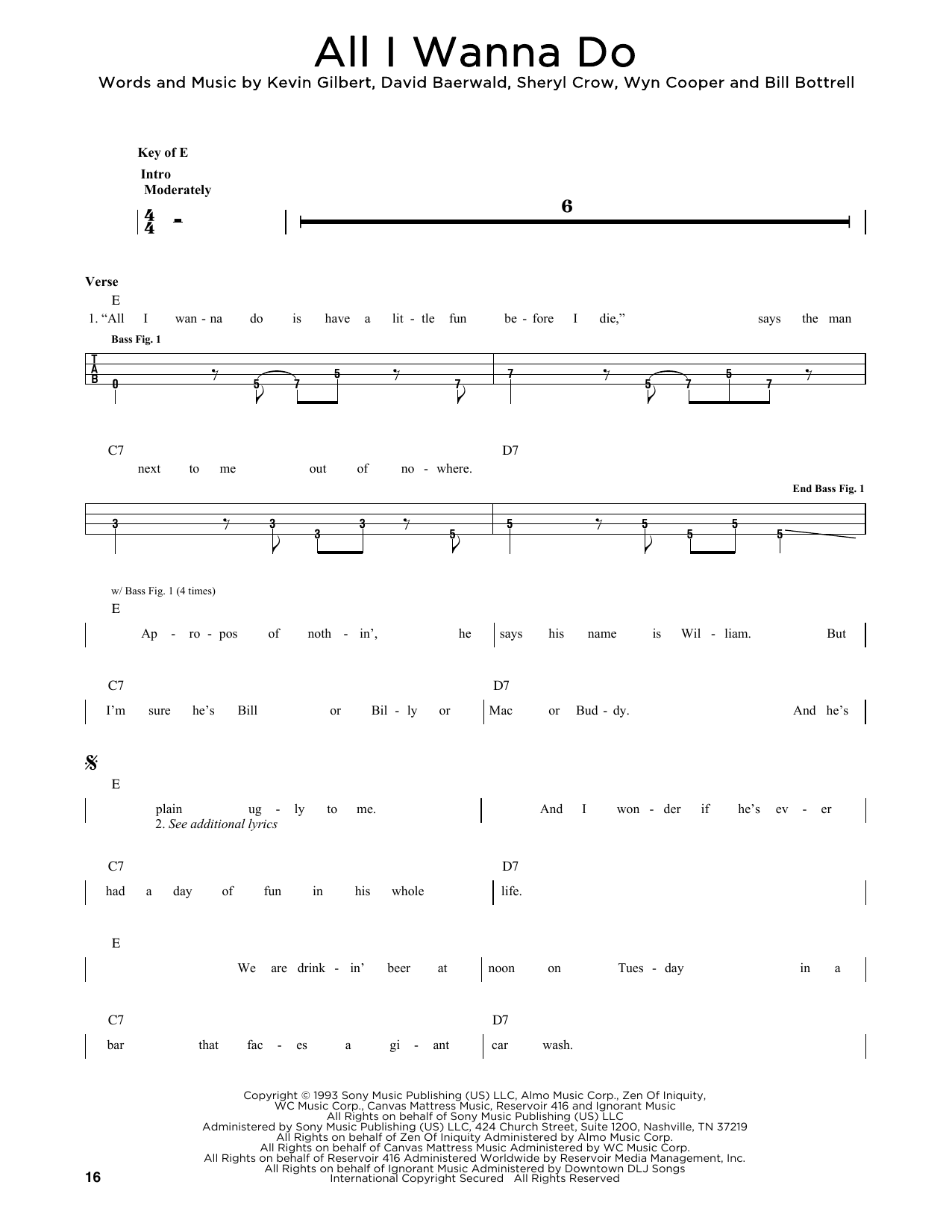 Produktgalerie: Seite 1 von 1 All I Wanna Do, Sheryl Crow, E-Bass, Gitarre