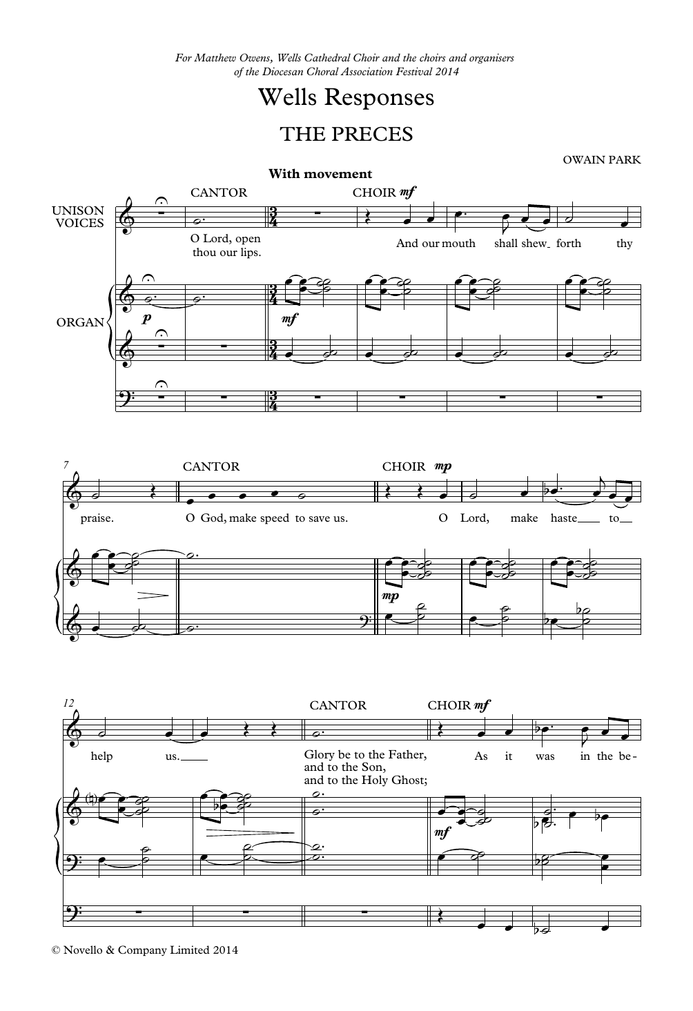 Produktbild zu:  Wells Responses - Owain Park