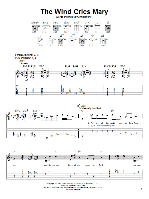 Product gallery: Page 1 of 1 The Wind Cries Mary, Jimi Hendrix