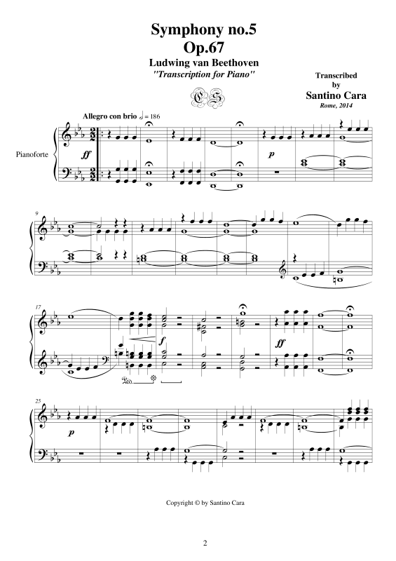 Produktgalerie: Seite 1 von 11 Symphony No.5 in C minor Op.67 for piano - Full Score, , Klavier Solo