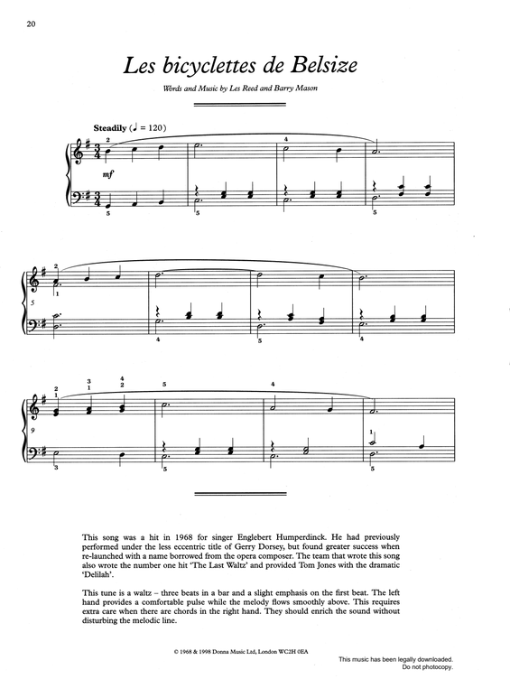 Produktgalerie: Seite 1 von 1 Les Bicyclettes De Belsize, Barry Mason, Klavier