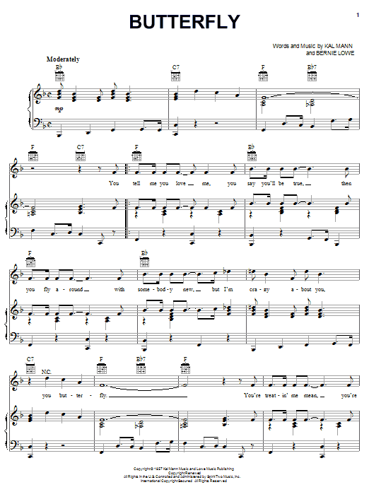Produktgalerie: Seite 1 von 1 Butterfly, Andy Williams, Gesang, Gitarre, Klavier
