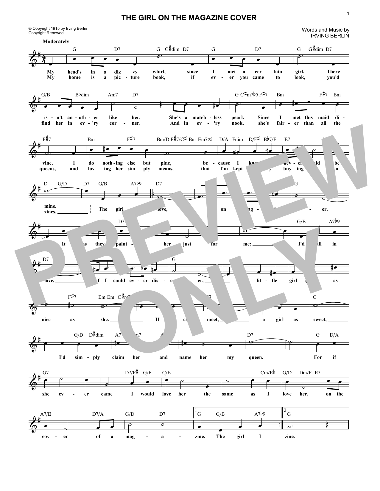 Product gallery: Page 1 of 1 The Girl On The Magazine Cover, Irving Berlin