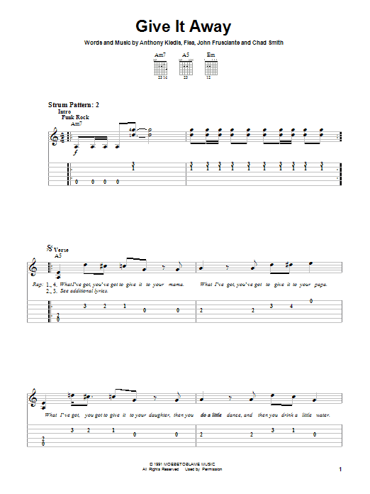 Produktgalerie: Seite 1 von 1 Give It Away, Red Hot Chili Peppers, Gitarre