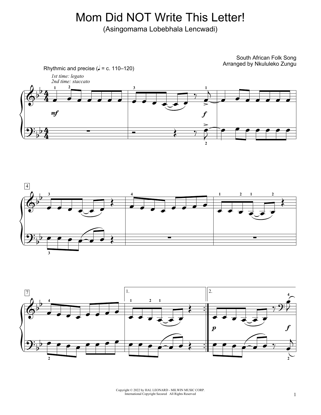 Produktbild zu: Mom Did Not Write This Letter! (Asingomama Lobebhala Lencwadi) (arr. Nkululeko Zungu)