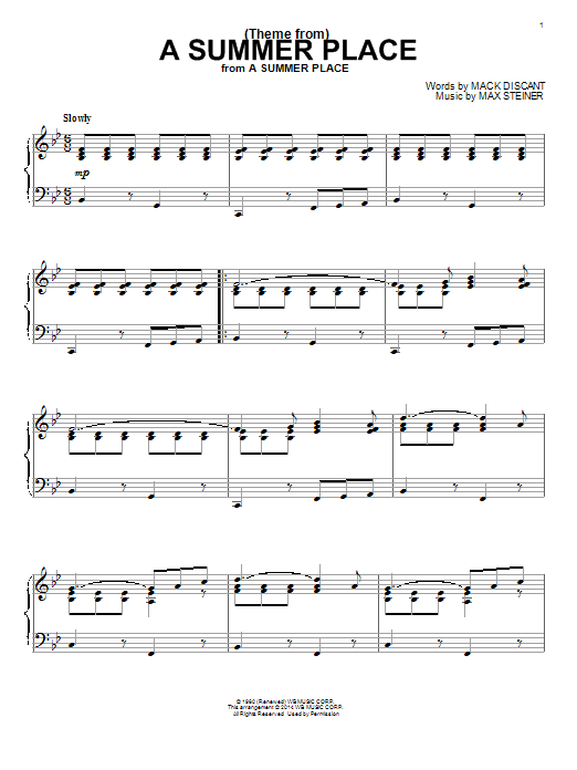 Product gallery: Page 1 of 1 (Theme From) A Summer Place, Max Steiner