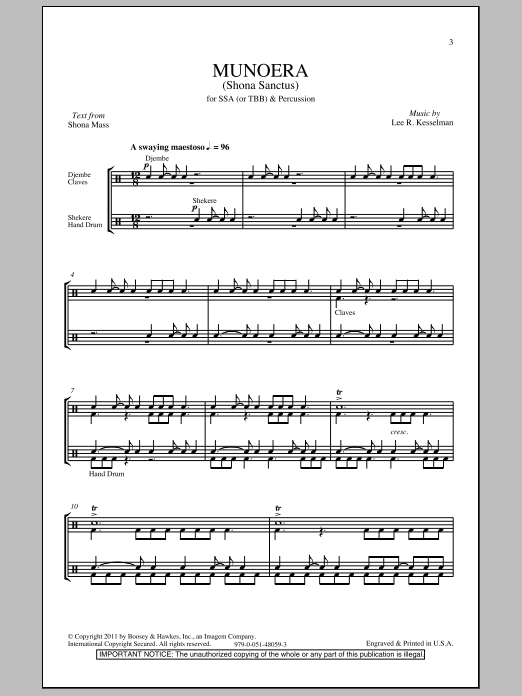 Produktgalerie: Seite 1 von 1 Munoera (Sanctus From The Shona Mass), Lee R. Kesselman, Chor