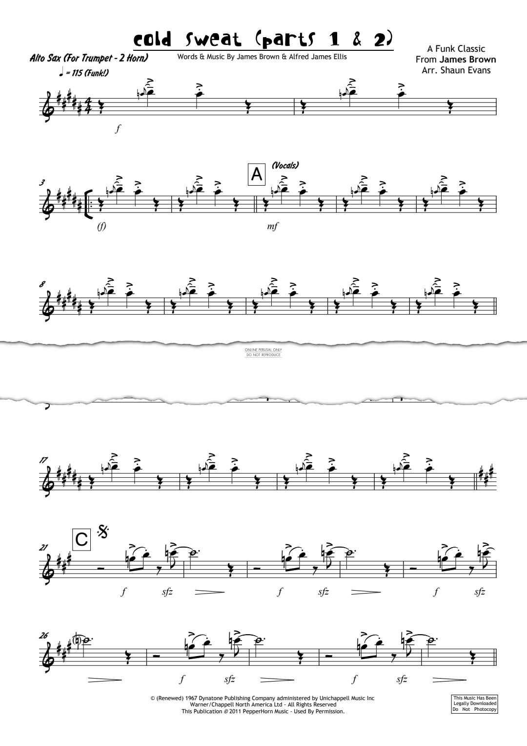 Product gallery: Page 1 of 1 Cold Sweat (Parts 1 & 2), James Brown