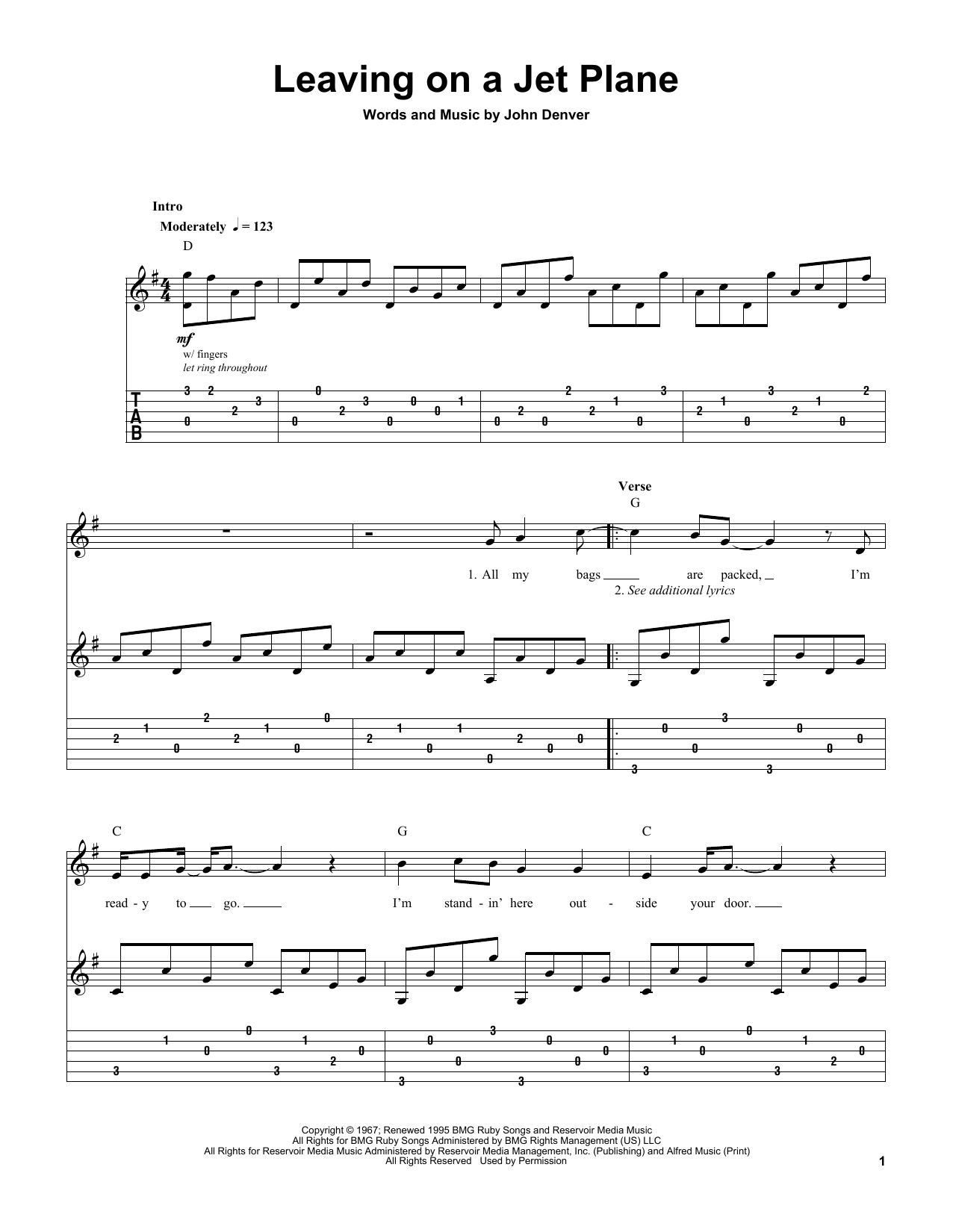 Produktgalerie: Seite 1 von 1 Leaving On A Jet Plane, John Denver, Gitarre
