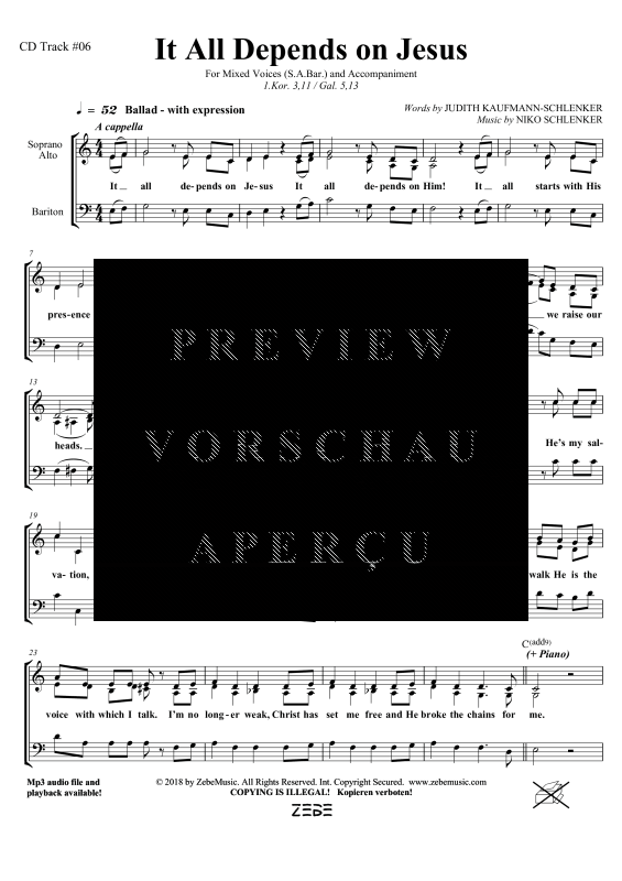 gallery: It All Depends on Jesus, , Gemischter Chor SAM/Solo opt. und Klavier
