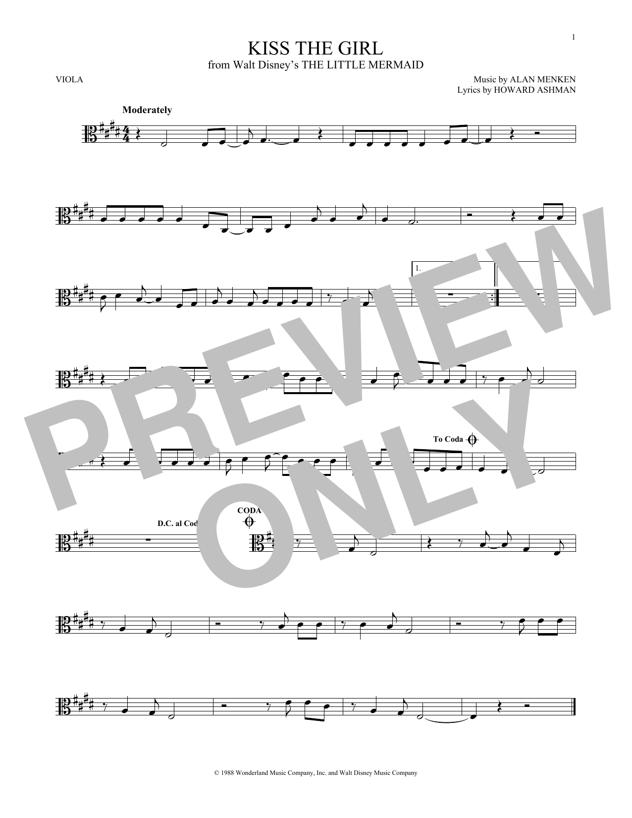 Product gallery: Page 1 of 1 Kiss The Girl (from The Little Mermaid), Alan Menken & Howard Ashman