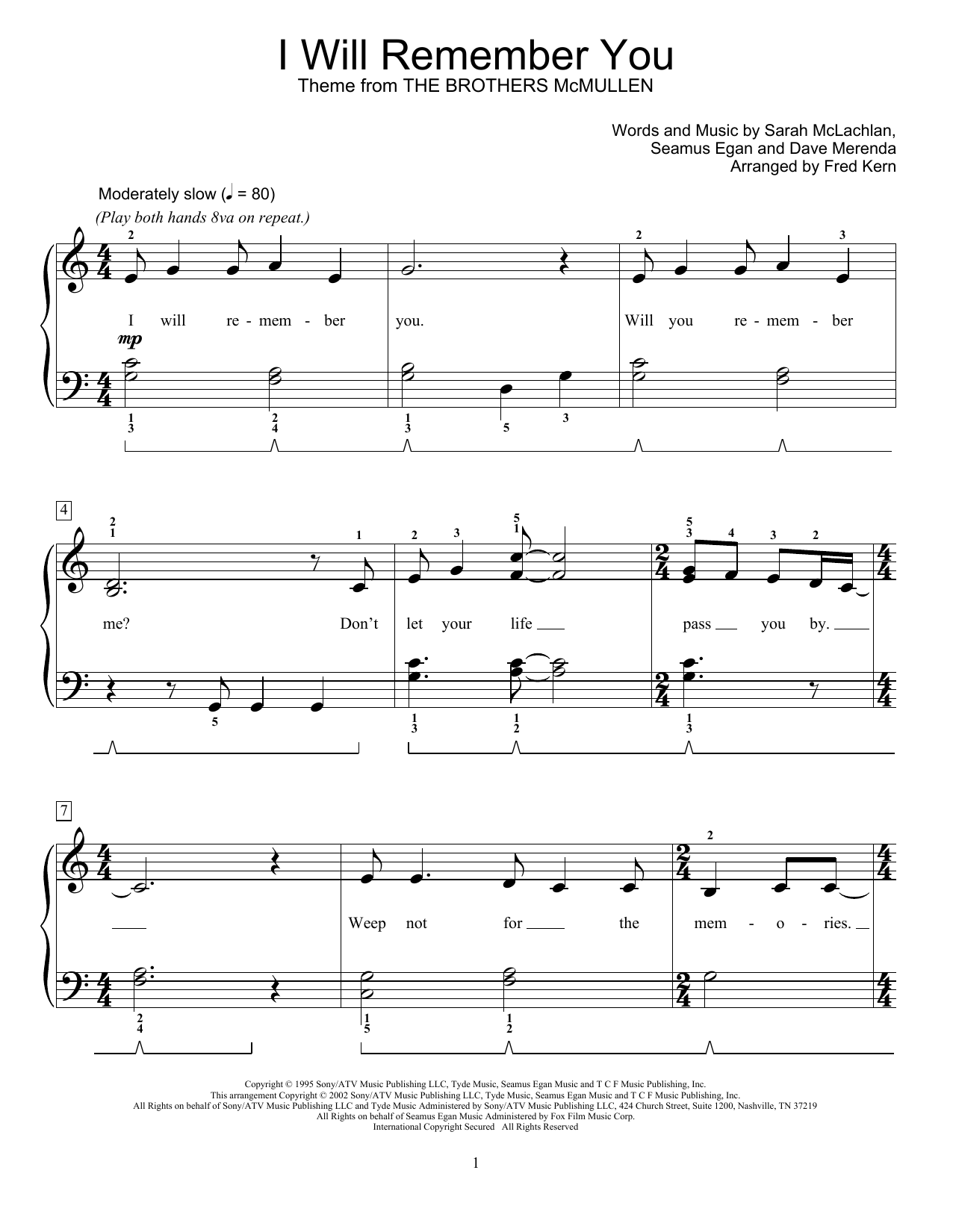 Product picture to: I Will Remember You (arr. Fred Kern)