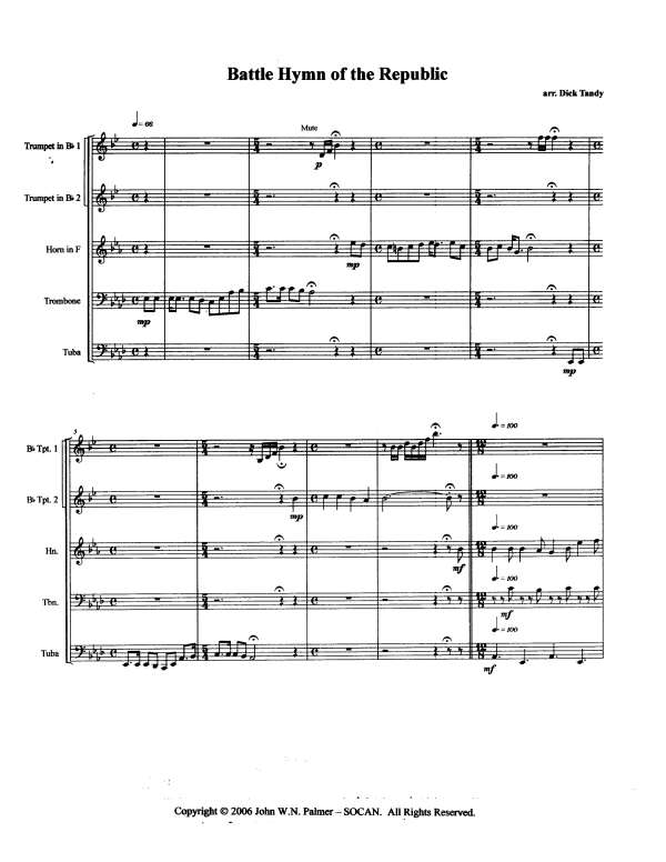 Produktgalerie: Seite 1 von 11 Battle Hymn of the Republic, , Blechbläserquintett