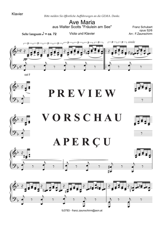 Product gallery: Page 6 of 7 Ave Maria , , (viola + piano)