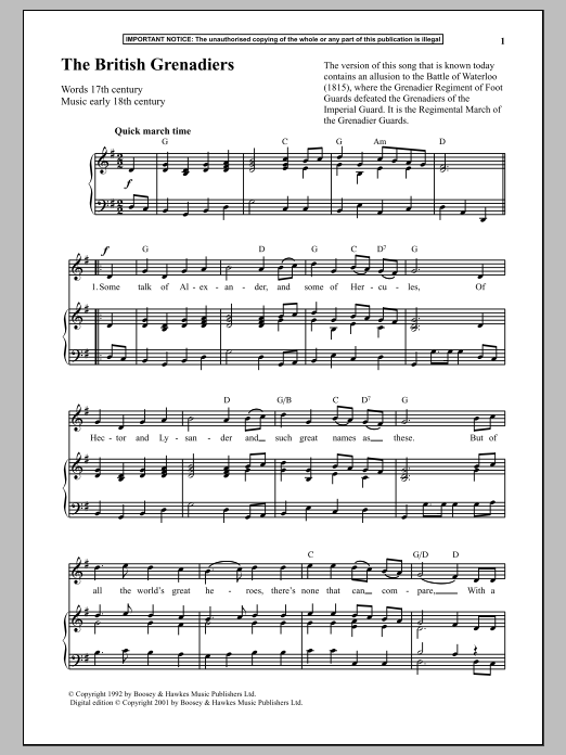 Product picture to:  The British Grenadiers - Anonymous